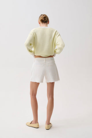The Kennedy Relaxed Mid Rise Cut Off Short in White