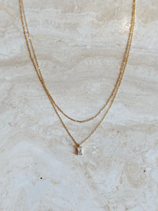 The Gold Dipped Baguette Layered Necklace - Olive Street