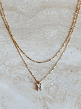 The Gold Dipped Baguette Layered Necklace - Olive Street
