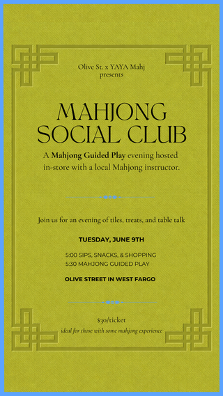 Mahjong Social Club: Guided Play Evening June 9th - Olive Street