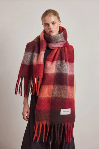 The Reykjavik Scarf - 100% Recycled - Burgundy Check