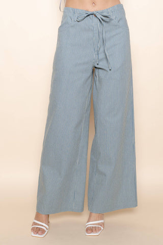 The Pinstripe Wide Leg Structured Pant - Olive Street