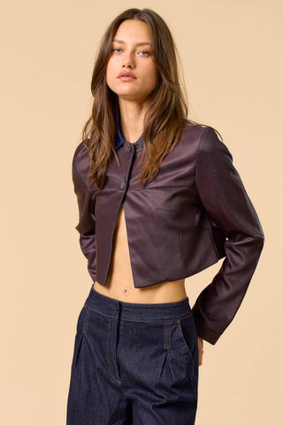 The Contrast Collar Pinstripe Cropped Jacket