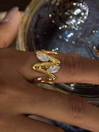 The Lumi Abstract CZ Open Ring - Olive Street