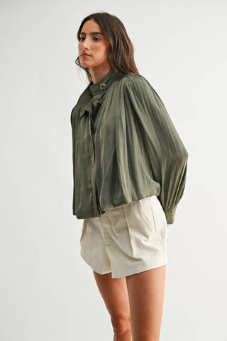 The High Neck Pleat Detail Jacket