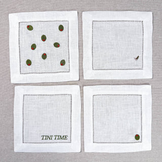 Olive Martini Embroidered Cocktail Napkin Set - Olive Street