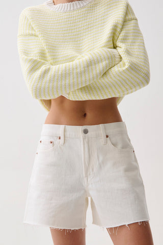 The Kennedy Relaxed Mid Rise Cut Off Short in White