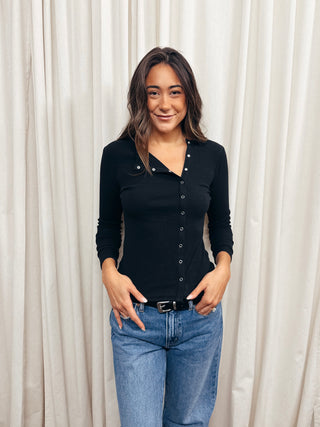 The Asymmetrical Button Top - Olive Street