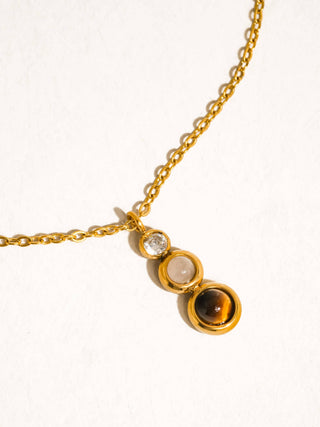 Evania 18K Gold Non-Tarnish Tiger Eye Drop Necklace: Yellow Gold - Olive Street