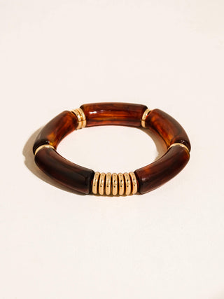 Cove 18K Gold Non-Tarnish Chunky Resin Bangle Set: Brown - Olive Street