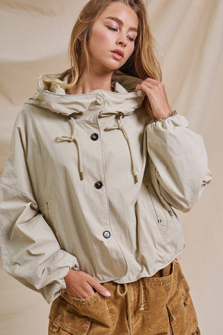 The Cropped Hooded Utility Jacket - Olive Street