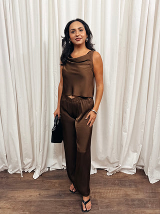 The Crushed Satin Wide Leg Pant