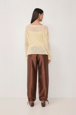 The Tafetta Drawstring Pants in Brown