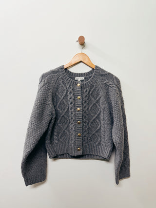 Crew Neck Cable Knit Cardigan