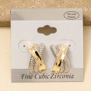 The Gold Dipped Two Tone Twist Earrings - Olive Street