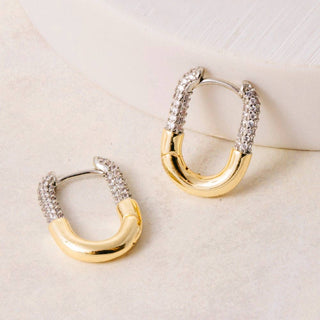 The Two-Tone Oval Huggie Earrings - Olive Street