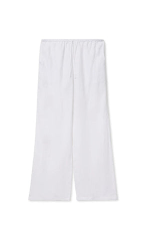 The Lorana Linen Drawstring Pant in White - Olive Street