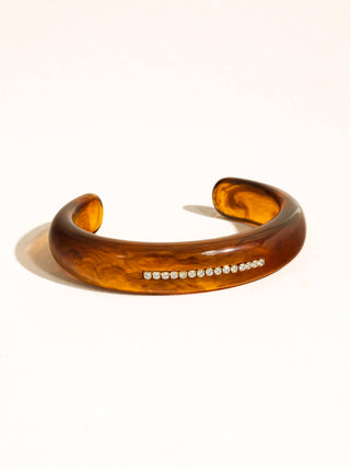 Bryony 18K Gold Non-Tarnish Amber Resin CZ Bracelet: Brown - Olive Street