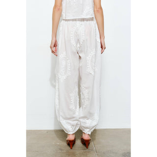 The Cotton Eyelet Embroidered Balloon Pant in White