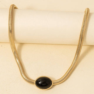 Oval Pendant Snake Chain Necklace