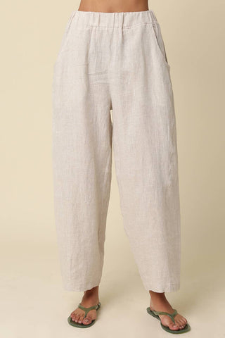 The Ronnie Relaxed Linen Pants in Melange - Olive Street