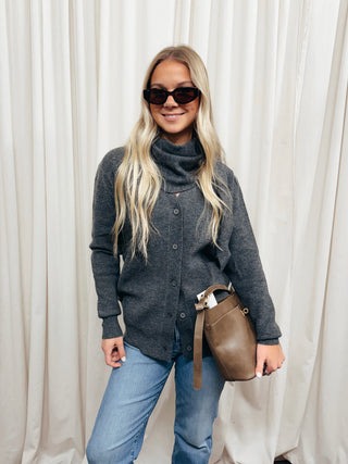 The Gelman Detachable Scarf Cardigan - Olive Street