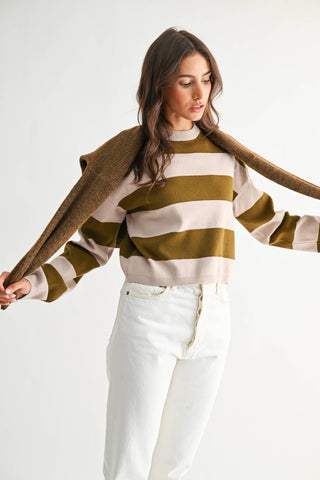 The Olive Bold Stripe Sweater - Olive Street