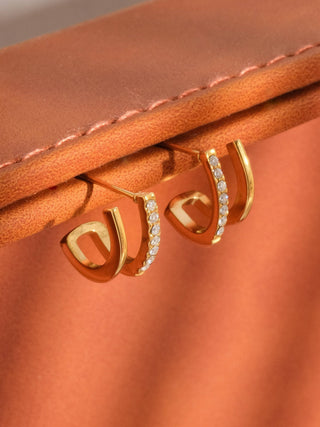 The Dulce CZ Double Hoop Stud - Olive Street