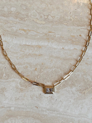 The Gold Dipped Baguette Pendant Necklace - Olive Street