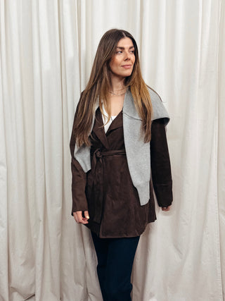 The Faux Suede Wrap Jacket