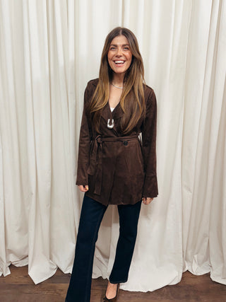 The Faux Suede Wrap Jacket