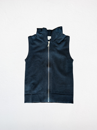 Hooded Zip Sleeveless Sweater