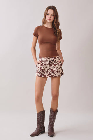 The Floral Print Structured Skort - Olive Street
