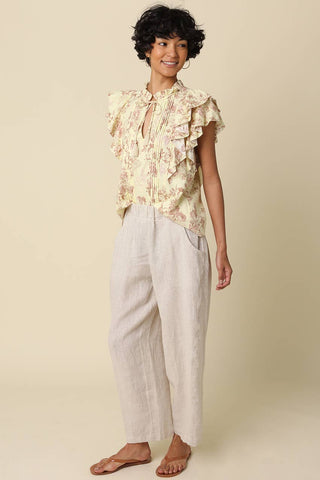 The Ronnie Relaxed Linen Pants in Melange - Olive Street