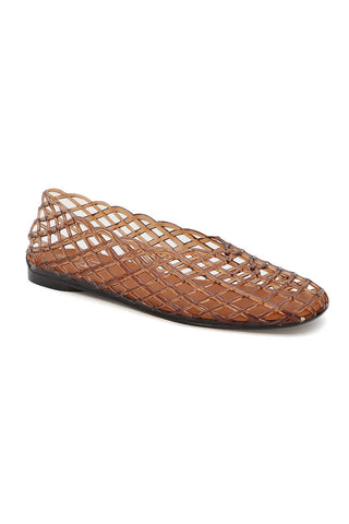 The Lattice Woven Ballet Flat in Brown - Olive Street