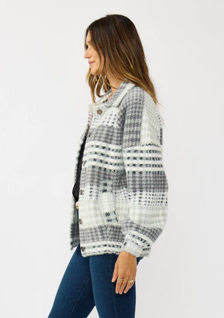The Plaid Fuzzy Knit Bomber