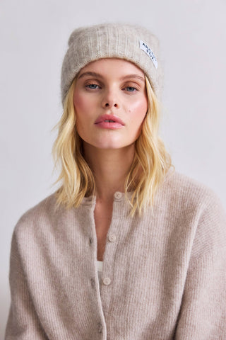 The Mohair Beanie in Alpine Ecru