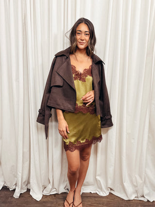 The Vanessa Satin Lace Trim Top - Olive Street