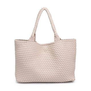 The Solana Woven Vegan Leather Tote in Ivory - Olive Street