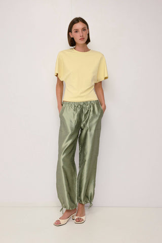 The Tafetta Drawstring Pants in Green