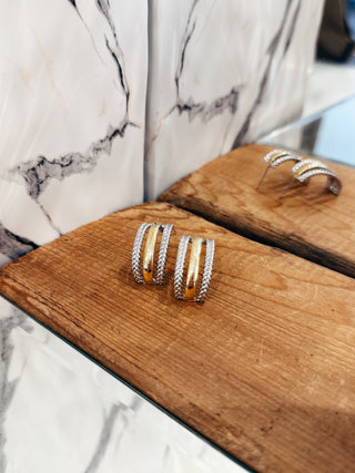 The Gold Dipped Two Tone Rope Texture Hoop - Olive Street