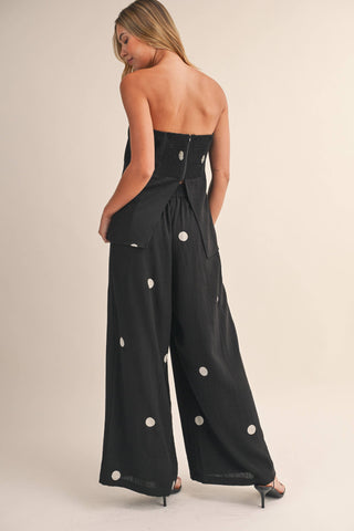 The Polka Dot Tube Top and Wide Pants Set in Black - Olive Street