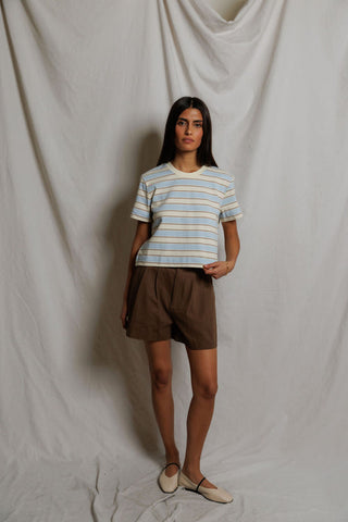 The Gia Striped Crew Tee - Olive Street