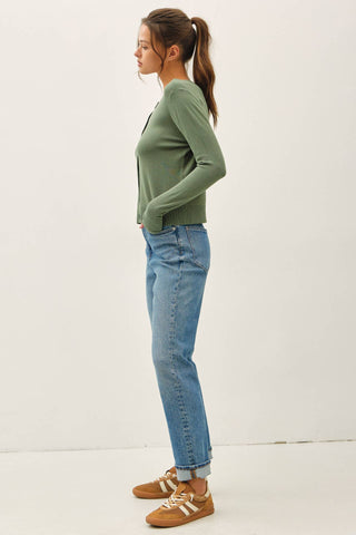 The Ultra Soft Button Cardigan Sweater in Green