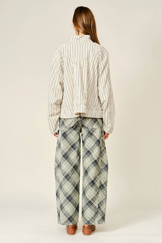 The Stripe Ruffle Hem Jacket - Olive Street