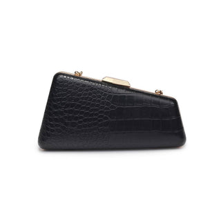 Irene - Croco Asymmetrical Evening Bag: Black - Olive Street