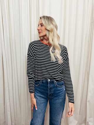 The Captain Striped Boyfriend Longsleeve - Olive Street