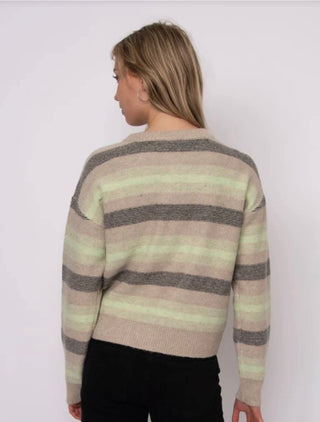 The Multi Striped Cardigan in Green