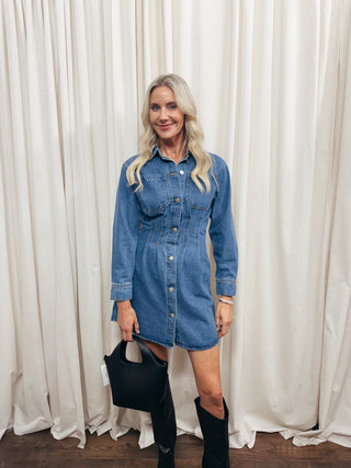 Zae Denim Corset Mini Dress