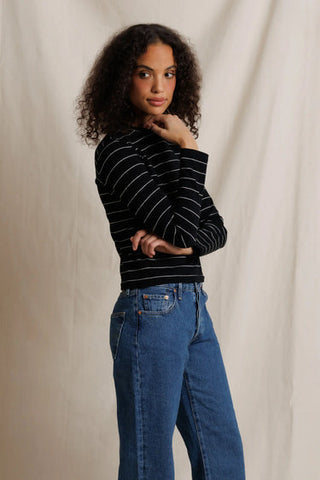 The Jamie Long Sleeve in Black Stripe